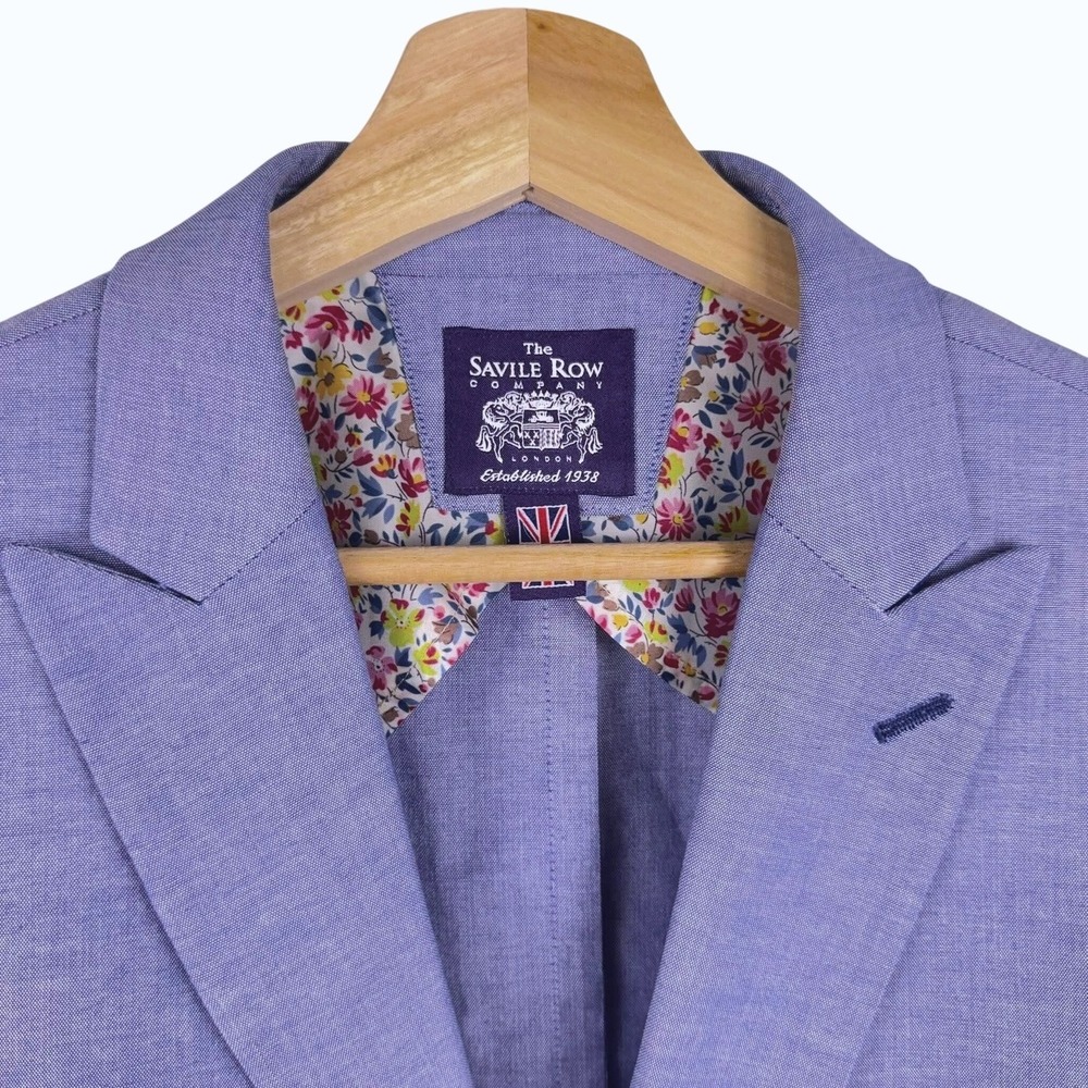 Savile Row Company Sloane Light Blue Cotton Sport Coat Blazer Mens 38R Coastal